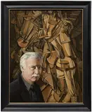 Jacques Moitoret, Francis M. Naumann Standing in Front of Marcel Duchamp's Nude Descending a Staircase, 2007, Unique oil painting, on canvas
