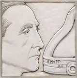 Jonathan Santlofer, Portrait of Richard Mutt, 1996, Unique oil painting, on carved Hydrocal, contained within the original painted wood frame