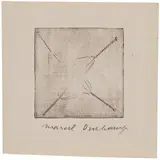 Marcel Duchamp, Tiré à 4 épingles (Pulled at Four Pins) (S. 575), 1959, Etching, on handmade laid Auvernge paper, with full margins, folded (as issued)