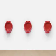 Rachel Lachowicz, Untitled (Lipstick Urinals), 1992, The complete set of three multiples comprised of lipstick, wax and hydrocal