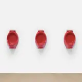Rachel Lachowicz, Untitled (Lipstick Urinals), 1992, The complete set of three multiples comprised of lipstick, wax and hydrocal