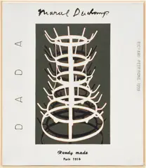 Readymade Bottle Rack, Paris, 1914, #2 by Richard Pettibone, 1999, Unique oil painting, on canvas, contained in the original artist's frame, offered Apr 2026
