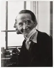 Victor Obsatz, Portrait No. 29 (Double Exposure: Full Face and Profile) Portrait of Marcel Duchamp, 1953, Gelatin silver print, on photo paper, with full margins