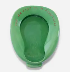 John Baldessari, Repository (Green/Red) (H. 130), 2002, Glazed ceramic bedpan multiple