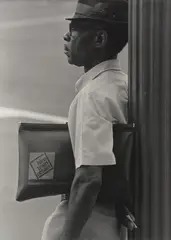 Roy DeCarava, Untitled (Man with Portfolio), late 1960s, Gelatin silver print