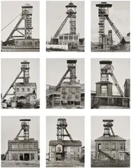 Bernd and Hilla Becher, Winding towers, (Fördertürme) France, Belgium, 1974-1980, Nine gelatin silver prints, printed and assembled no later than 1983