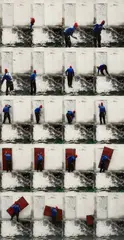 Robin Rhode, Red Door, 2007, Chromogenic print, face-mounted to Plexiglas and flush-mounted to aluminum