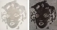 Reversal Grey Marilyn and Reversal Black Marilyn from Pictures of Diamond Dust by Vik Muniz, 2003, Dye destruction print diptych, offered Apr 2026