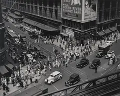 Berenice Abbott, Macy's Corner, circa 1930, Gelatin silver print from Berenice Abbott's New York II, printed 1979