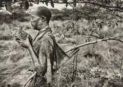 Bushman, Botswana (holding bird) by Sebastião Salgado, 2008, Gelatin silver print, sold Apr 2026