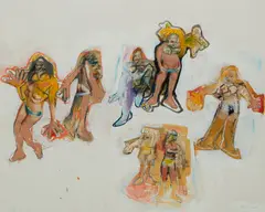 Untitled (with de Kooning) by Richard Prince, 2006, acrylic and crayon on Ektacolor photograph mounted to board, sold Feb 2025