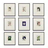 Andy Warhol, Nine works: (i) Liza Minnelli ; (ii) Carolina Herrera ; (iii) Jane Fonda ; (iv) Truman Capote ; (v) Self-Portrait in Fright Wig ; (vi) Dennis Hopper ; (vii) Ladies and Gentlemen (Easha McClery) ; (viii) Diane Von Furstenberg ; (ix) Ladies and Gentlemen (Wilhelmina Ross), polaroid photographs