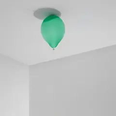 Green Mirror Balloon (light) by Jeppe Hein, 2017, glass fiber reinforced plastic, chrome lacquer, magnet and string, sold Feb 2025