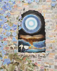 Michelle Blade, Toward Silence/Verdugo Park, 2020, acrylic on poplin, mounted to board