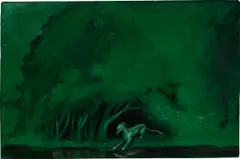 Brook Hsu, Aesop by the pond, 2018, oil on wood