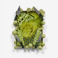 Seen And Not Seen by Stephanie Temma Hier, 2021, oil on linen with glazed stoneware, offered Feb 2025