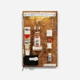 Tom Sachs, Vodka Dispenser, transformer, fluorescent light, cups, vodka bottle, pump, plywood and mixed media