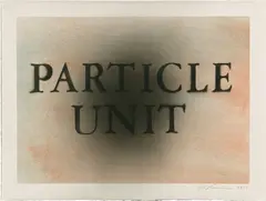 Particle Unit by Ed Ruscha, 2017, dry pigment and acrylic on paper, sold Feb 2025