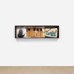 Radcliffe Bailey, Chapter 7, 2007, paper, acrylic, glitter, model ship and gold leaf, in artist's frame