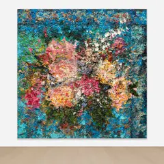 Vaughn Spann, Underwater Bouquet (Love Lost), 2022, polymer paint and mixed media on wood panel