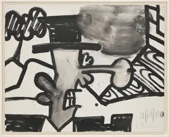 Carroll Dunham, The Search for Orgone, B, urethane, graphite and acrylic on linen, in artist's frame