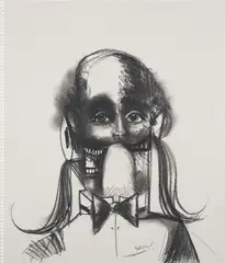Untitled by George Condo, 2005, charcoal on paper, offered Feb 2025