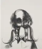 George Condo, Untitled, 2005, charcoal on paper