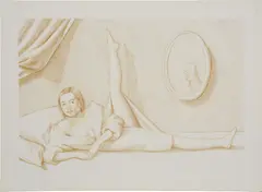 Anna Weyant, Drawing for "Reposing V", 2018-2021, pencil crayon on paper