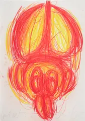 Judith Bernstein, Dick in a Head, 2014, charcoal and pastel on paper