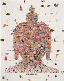 Gonkar Gyatso, Buddha in Our Times/Batman, 2010-2012, silkscreen, mixed media and graphite on paper
