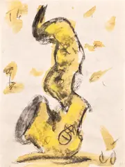 Study for Soft Saxophone by Claes Oldenburg, 1991, charcoal and watercolor on paper, offered Feb 2025