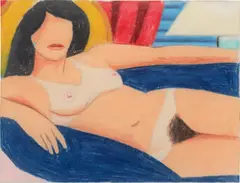 Tom Wesselmann, Study for Nude Aquatint, 1976–1980, pencil and colored pencil on tracing paper