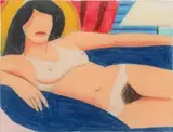 Tom Wesselmann, Study for Nude Aquatint, 1976–1980, pencil and colored pencil on tracing paper