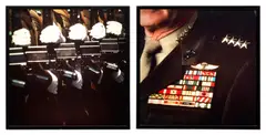 Alfredo Jaar, Guess who is coming to dinner, 1988, lightboxes with color transparencies, diptych