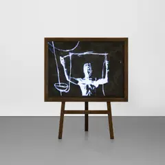 William Kentridge, Learning the Flute, 2003, film on DVD projected onto blackboard