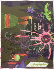 Michael Williams, Pygmy Twylyte, 2014, inkjet, airbrush and oil on canvas