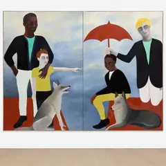 Chassé-croisé (1) / (2) by Rebecca Brodskis, 2020, oil on linen, diptych, in artist's frame, offered Feb 2025