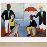 Chassé-croisé (1) / (2) by Rebecca Brodskis, 2020, oil on linen, diptych, in artist's frame, offered Feb 2025