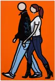 Julian Opie, Enis and Tina walking, 2010, silkscreen on painted wooden board