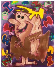 Katherine Bernhardt, Barney, 2021, acrylic and spray paint on canvas