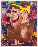 Katherine Bernhardt, Barney, 2021, acrylic and spray paint on canvas