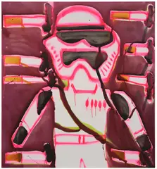 Resist by Katherine Bernhardt, 2018, acrylic and spray paint on canvas, sold Jun 2025