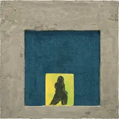Alvaro Barrington, Baby can I strip for you, 2021, carpet, concrete, wood and mixed media on burlap paper