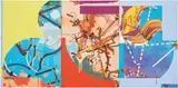 Fiona Rae, Untitled (blue, orange, purple, yellow) triptych, 1994, oil on canvas, in 3 parts