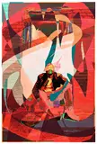 Amani Lewis, Big Bro T, the stoop that changed everything, 2022–2023, acrylic, pastel and glitter on digital print on canvas