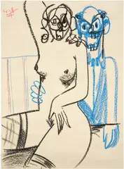 George Condo, Untitled, 2007, pastel on paper