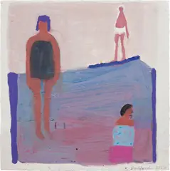 Katherine Bradford, Purple Surf Boards, 2020, gouache and wood collage on paper