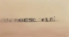 Claudio Bravo, La Marcha Verde Sobre El Sahara (27 de Octubre), 1975, charcoal, pastel and Conté crayon on paper