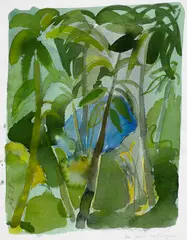 Romare Bearden, Rain Forest Martinique, 1976, watercolor and graphite on paper