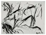 Elaine de Kooning, Cave #44 Reindeer, Cave Wall, 1985, charcoal on paper